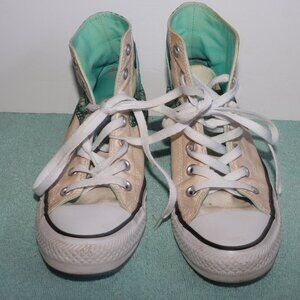 Converse Chuck Taylor All Star High Top  Teal Butterfly Print Design Sneaker